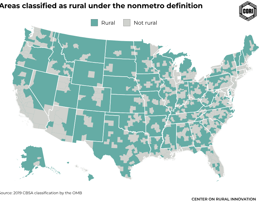 nonmetro defined rural areas